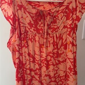 GAP Red and Cream Floral Blouse